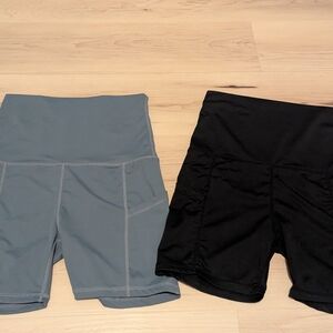 Women's Black and Gray High-Waisted Shorts